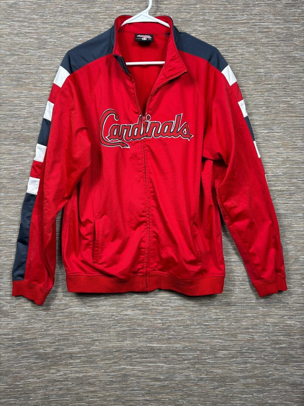 St Louis Cardinals Track Jacket Mens XL Red MLB Baseball Stitches Full Zip